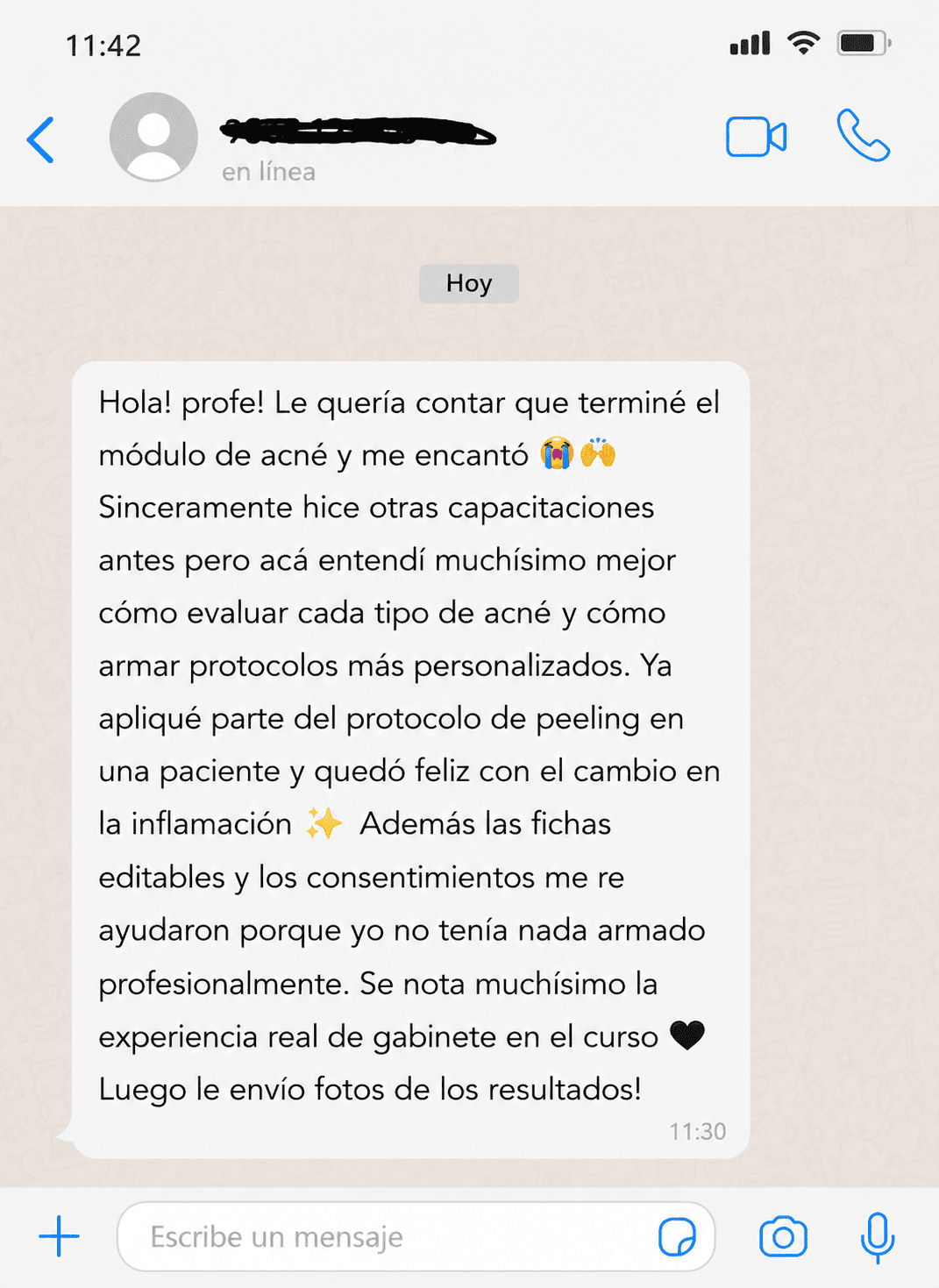 Testimonio WhatsApp