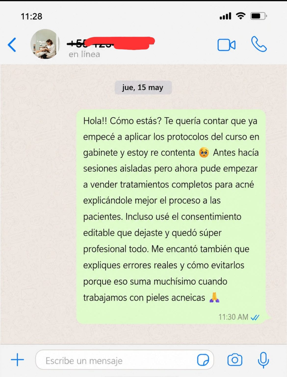 Testimonio WhatsApp